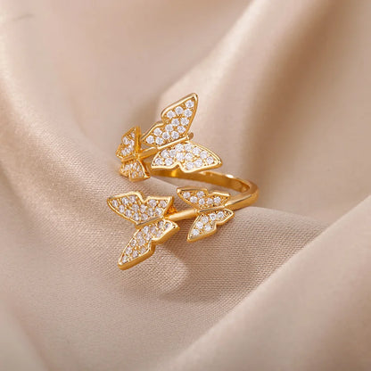 Butterfly Rings for Women Shiny Finger Ring