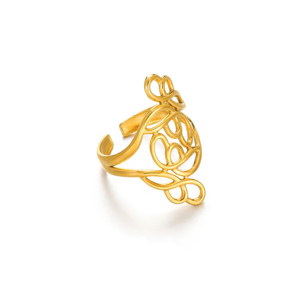 Elegant Flower Rings For Women Gold Color Sun Starfish