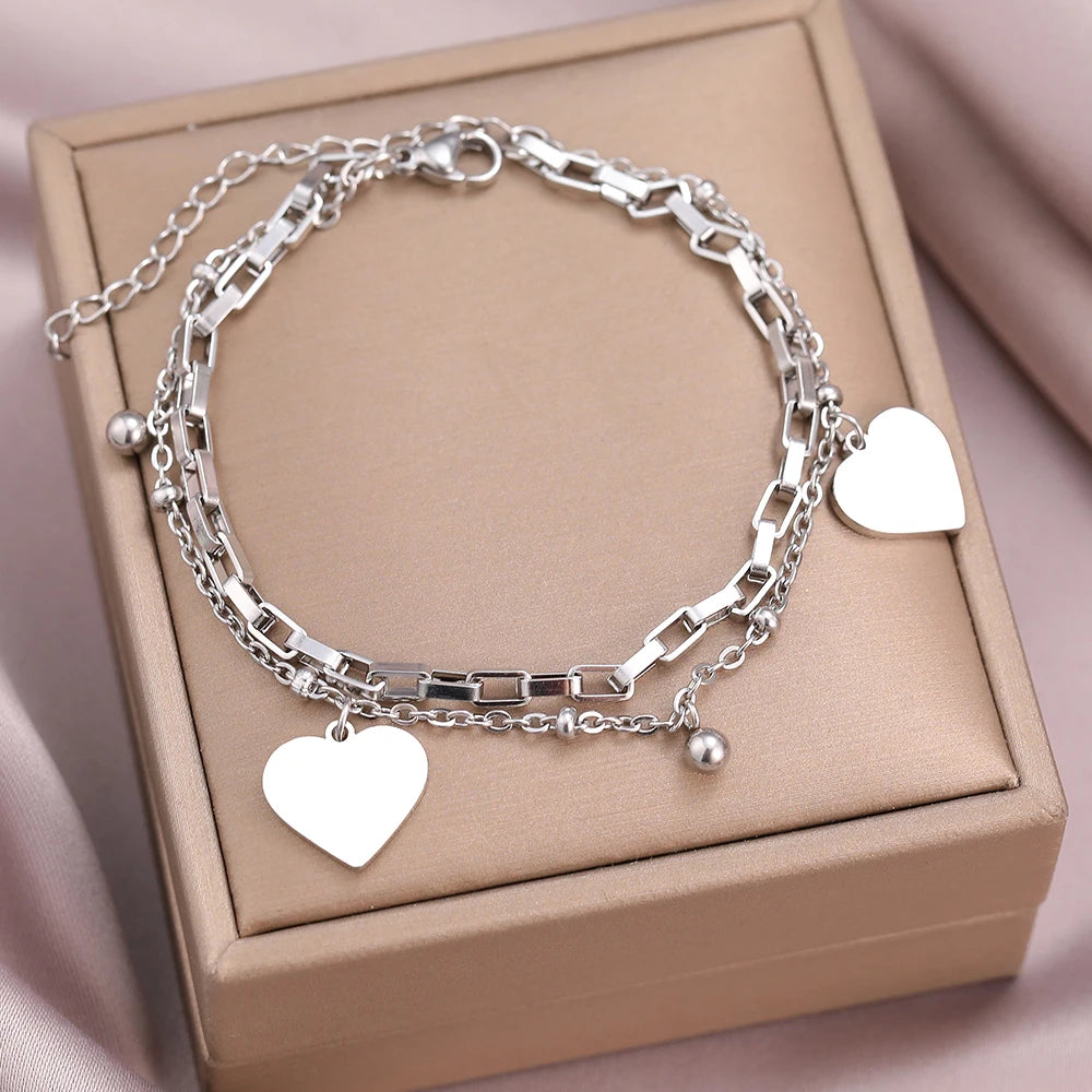 Bracelets Personality Design Bell Hearts Pendant