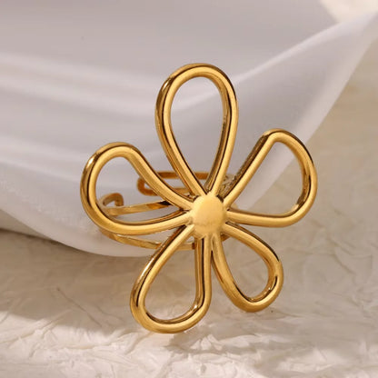 Elegant Flower Rings For Women Gold Color Sun Starfish