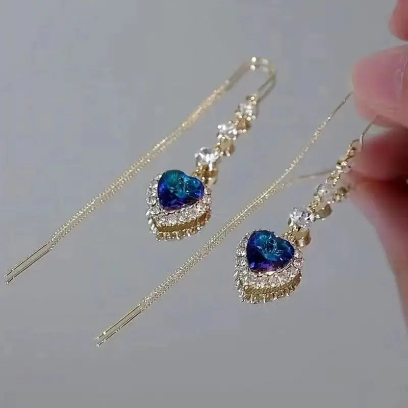 Blue Heart Earrings for Women