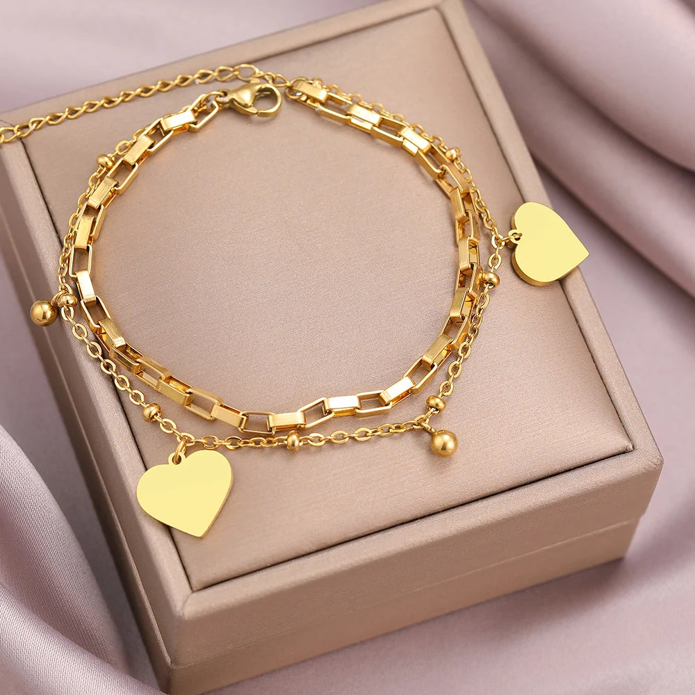 Bracelets Personality Design Bell Hearts Pendant