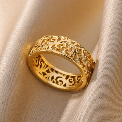 Flower Rings for Women Gold Color