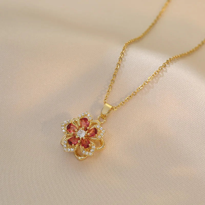 Gold  Romantic Flower Necklace For Women