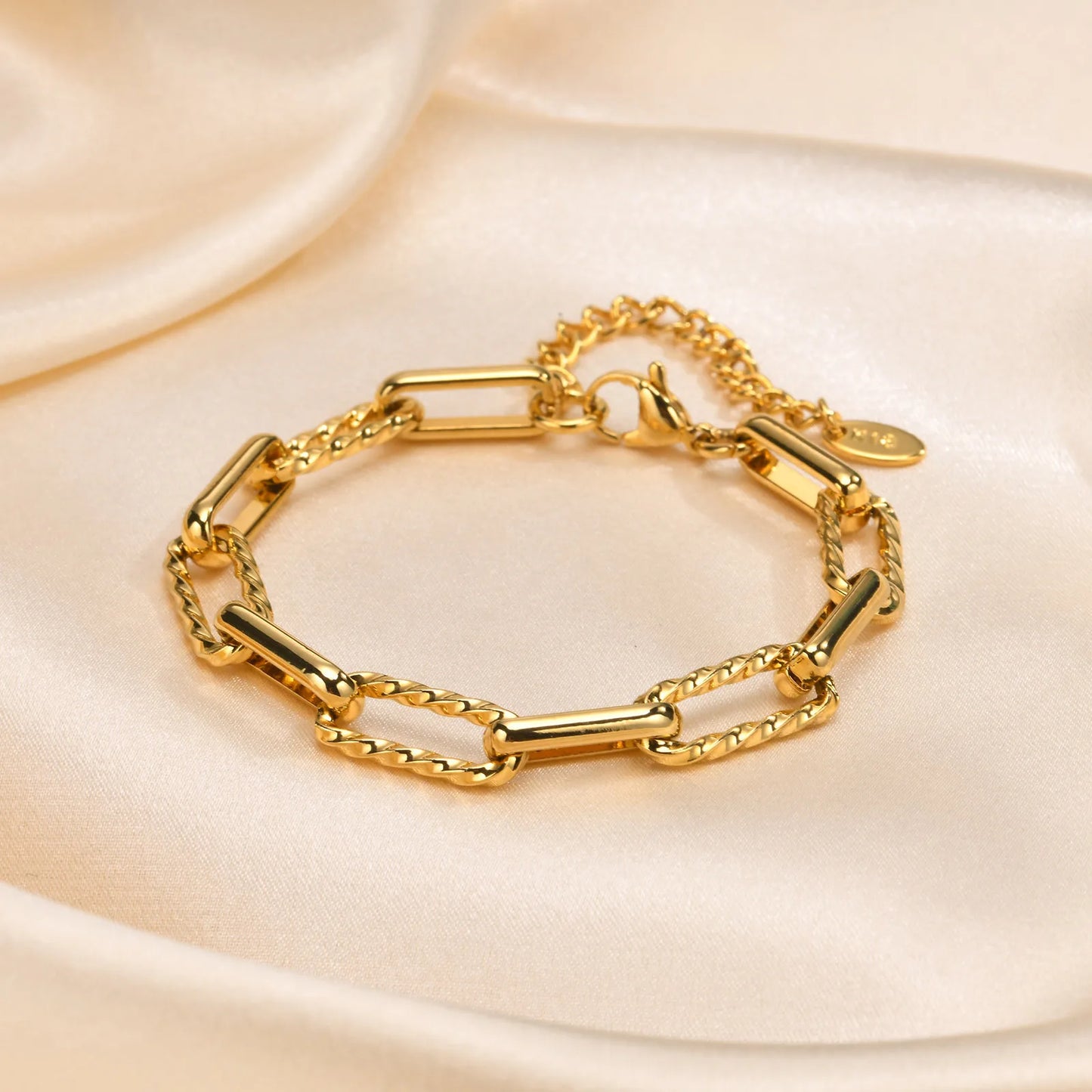 Classic Bracelet Gold Color Rectangle Charm