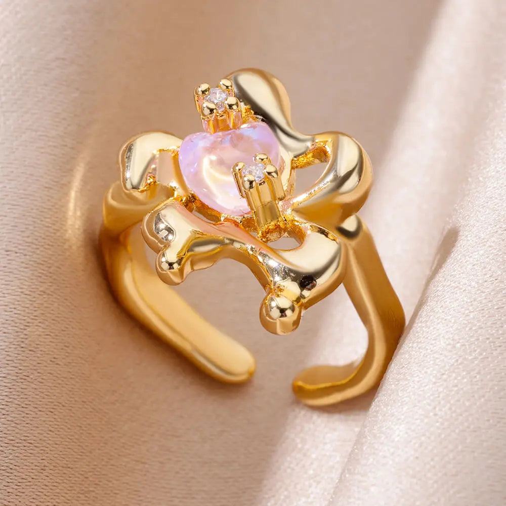 Flower Rings for Women Gold Color