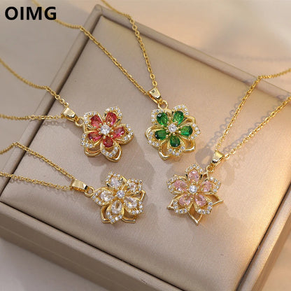 Gold  Romantic Flower Necklace For Women