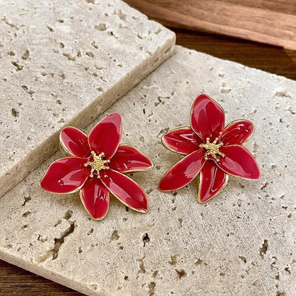 Metal Flower Earrings European American Style