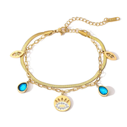 Gold Color Bracelets Lucky Elephant Evil Eye Jewelry