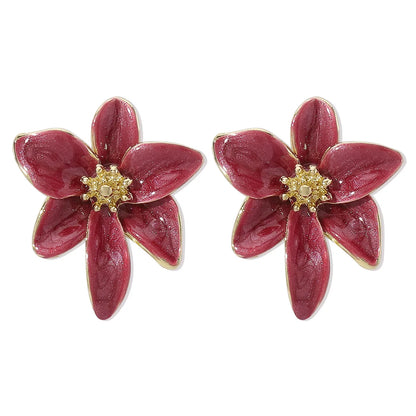 Metal Flower Earrings European American Style