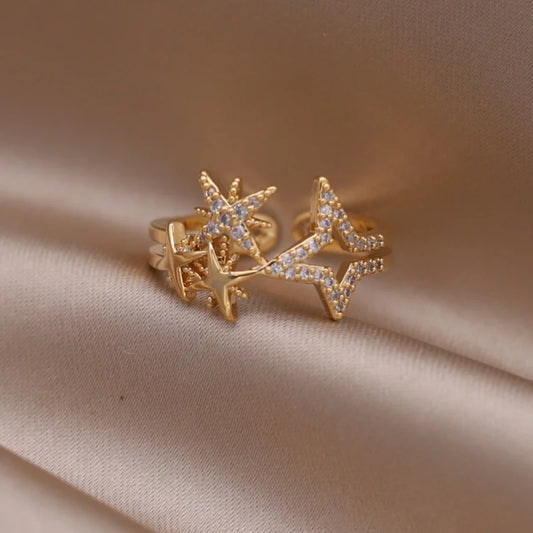 new fashion jewelry gold simple  crystal ring elegant women