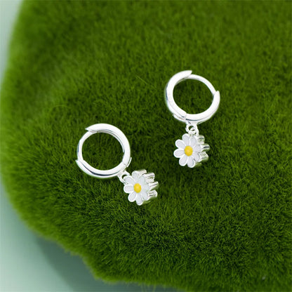 New Daisy Flower Pendant Hoop Earrings For Women