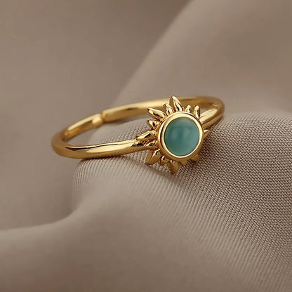 Flower Rings for Women Gold Color