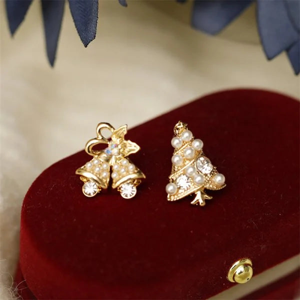 Fashion Christmas Tree Zircon Crystal Star Silver Color Earrings