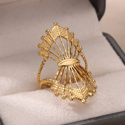 Elegant Flower Rings For Women Gold Color Sun Starfish