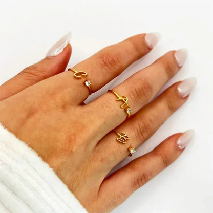 Tiny Letter  Rings For Women Fashion  A-Z Letters