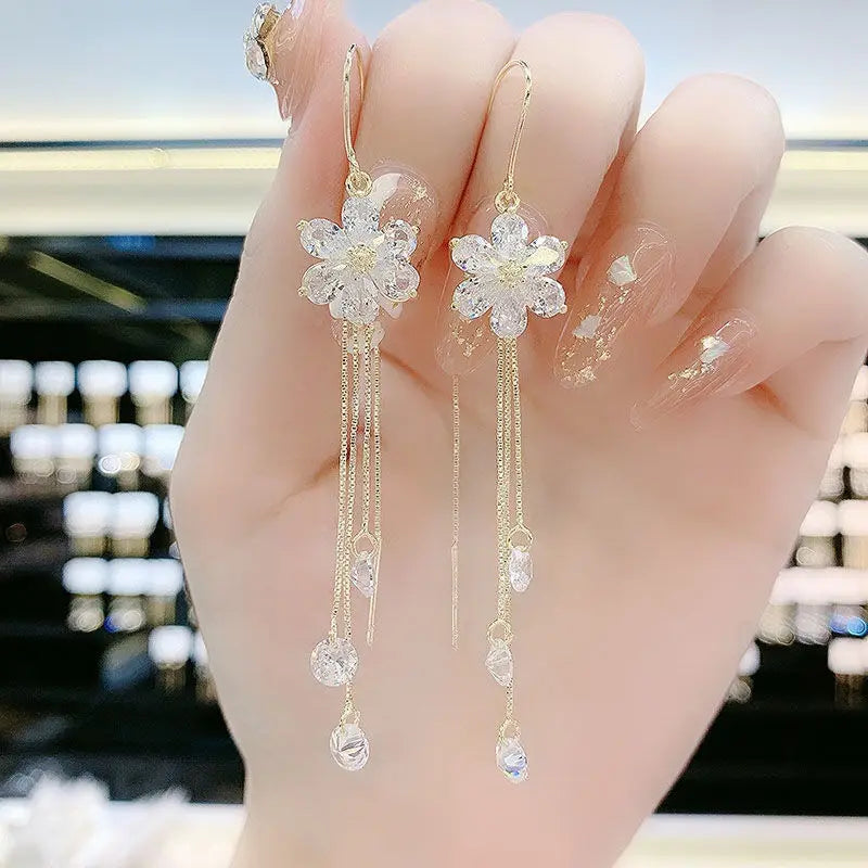 Luxury Crystal Flower Earrings for Women