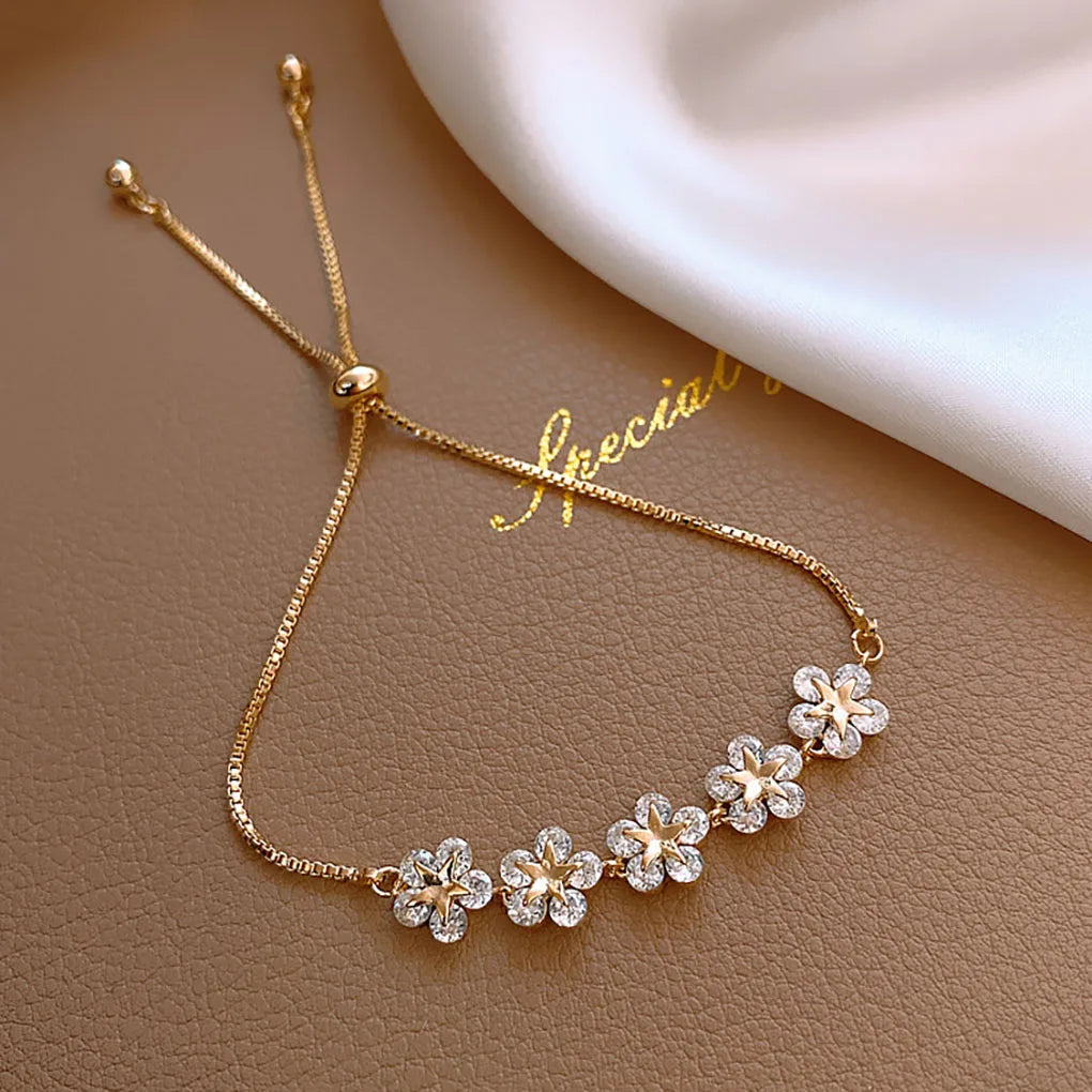 New Luxury Crystal Flower Bracelet Women Round Butterfly