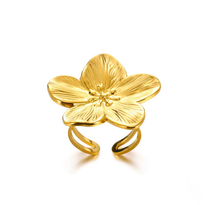 Elegant Flower Rings For Women Gold Color Sun Starfish