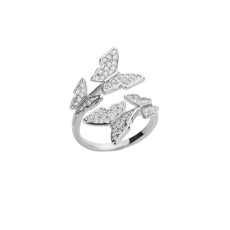 Butterfly Rings for Women Shiny Finger Ring