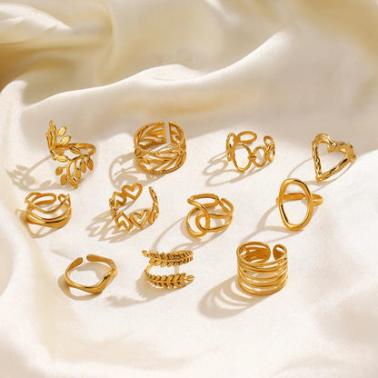 Gold Color Heart Ring Women Metal Finger Hollow