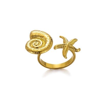 Elegant Flower Rings For Women Gold Color Sun Starfish