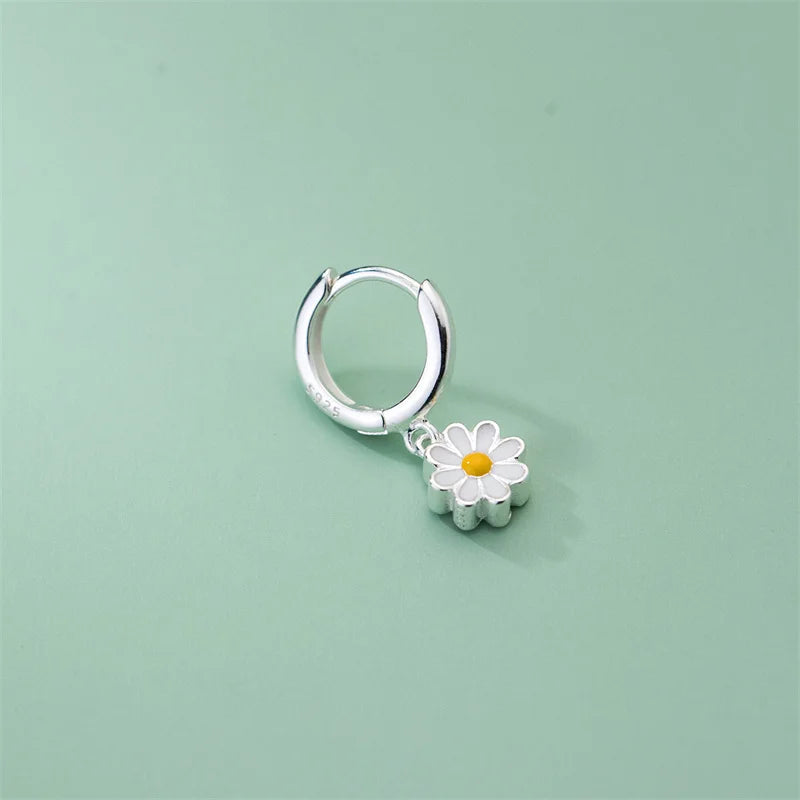 New Daisy Flower Pendant Hoop Earrings For Women