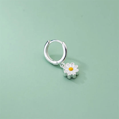 New Daisy Flower Pendant Hoop Earrings For Women