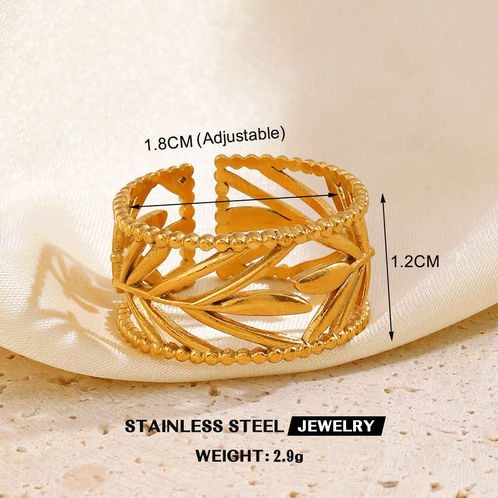 Gold Color Heart Ring Women Metal Finger Hollow