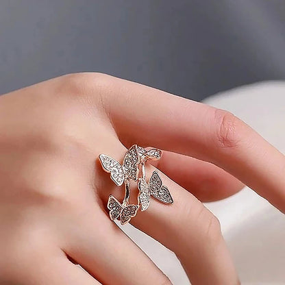 Butterfly Rings for Women Shiny Finger Ring