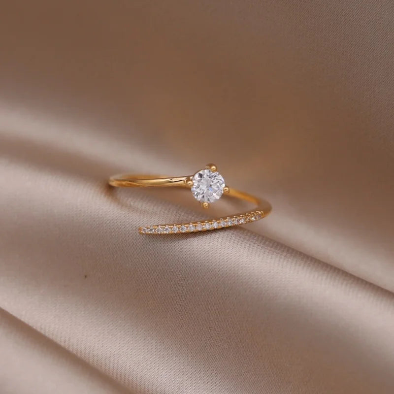 new fashion jewelry gold simple  crystal ring elegant women