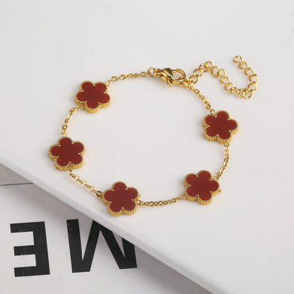 New Design Gold Flower Bracelet With Five Leaf Petals Women's Luxury