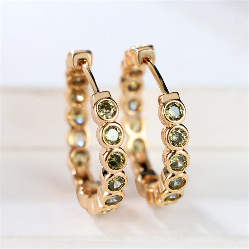 Earrings Charm Gold Color Earrings For Women Trendy Zircon Stone Wedding Clip Earrings