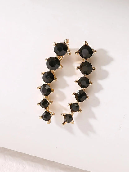 Gold Color Black White  Earrings Women