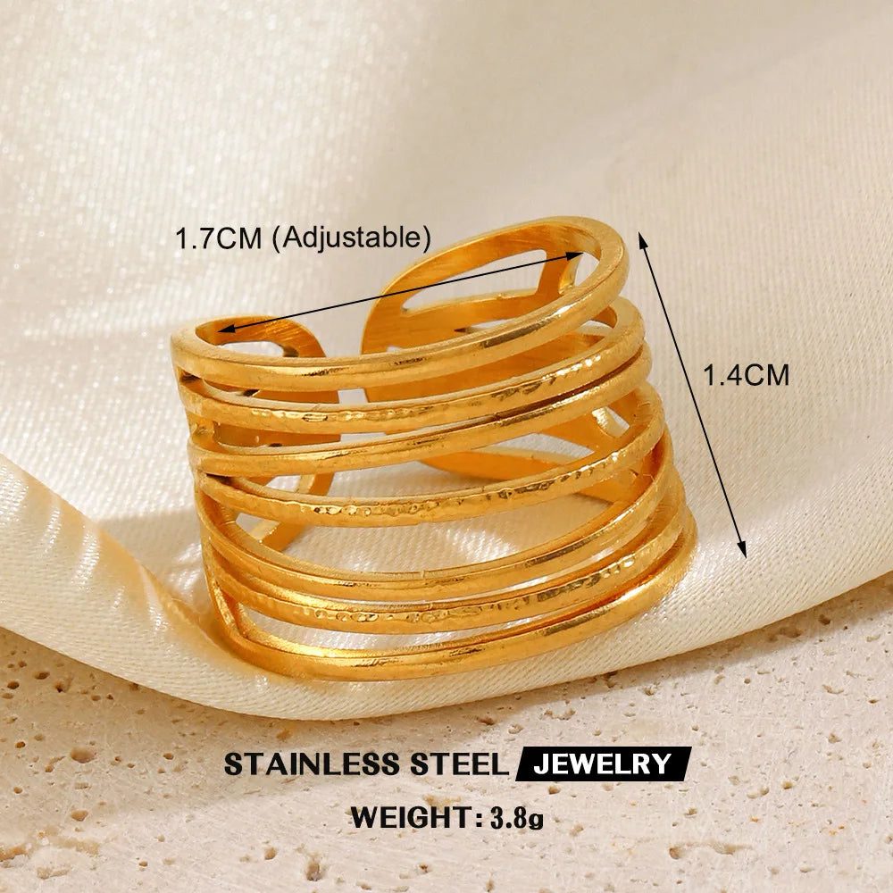 Gold Color Heart Ring Women Metal Finger Hollow