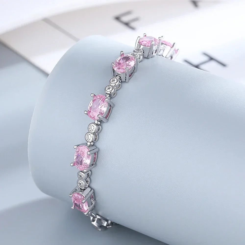 Bracelets Silver Deep Sapphire Color Gemstone Bracelet for Student Girl Birthday Gift