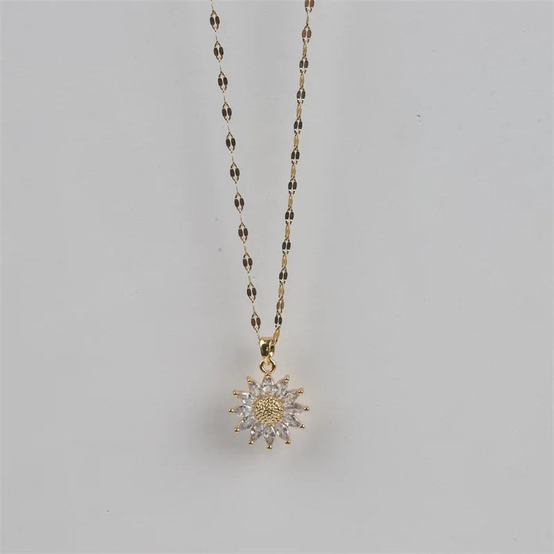 Gold-color Necklace Ladies Light Luxury Style Flower