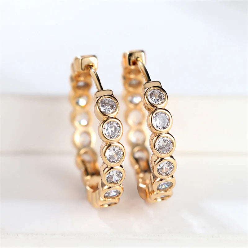 Earrings Charm Gold Color Earrings For Women Trendy Zircon Stone Wedding Clip Earrings