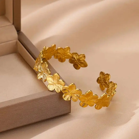 Flower Bracelets For Women Gold Color