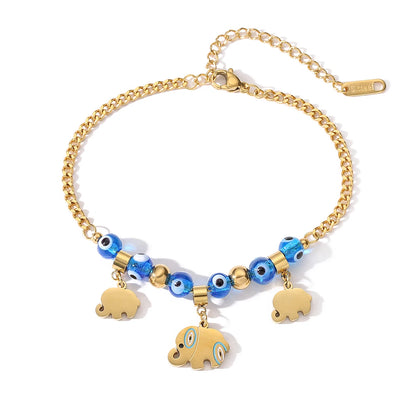 Gold Color Bracelets Lucky Elephant Evil Eye Jewelry