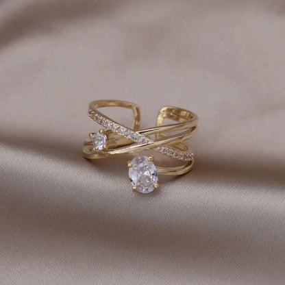 new fashion jewelry gold simple  crystal ring elegant women