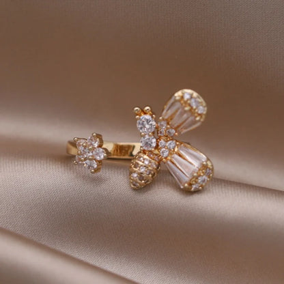 new fashion jewelry gold simple  crystal ring elegant women