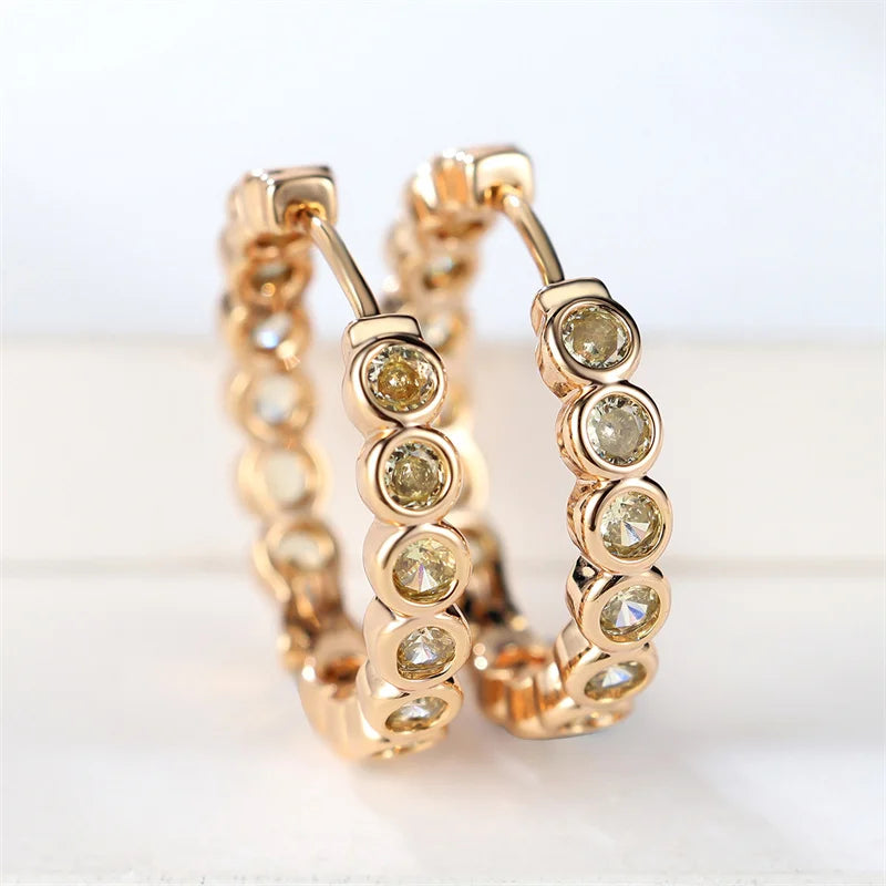 Earrings Charm Gold Color Earrings For Women Trendy Zircon Stone Wedding Clip Earrings