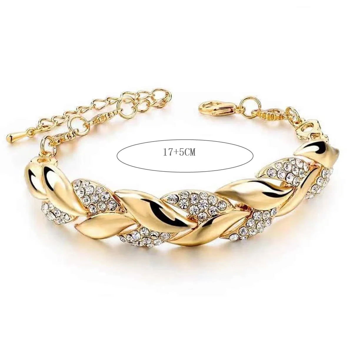 Bracelet Women's Gold Twisted Shining Crystal Stone Pendant