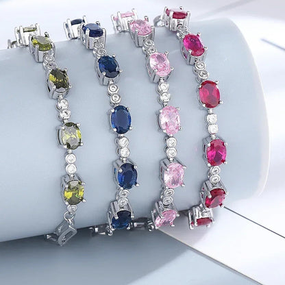 Bracelets Silver Deep Sapphire Color Gemstone Bracelet for Student Girl Birthday Gift