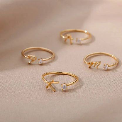 Tiny Letter  Rings For Women Fashion  A-Z Letters